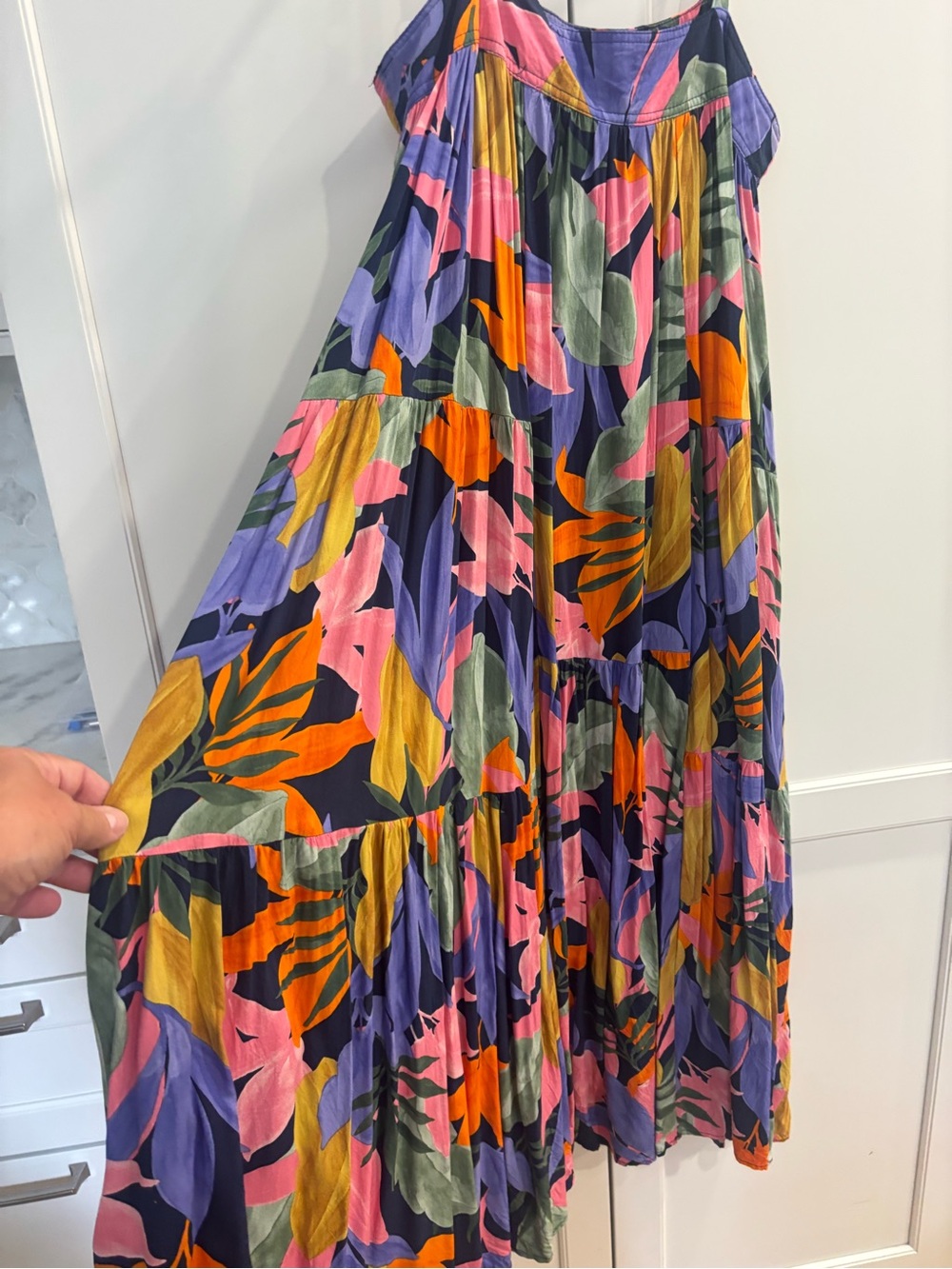 Tropical Multi-Color Maxi Dress with Spaghetti Straps - Picture 4 of 5